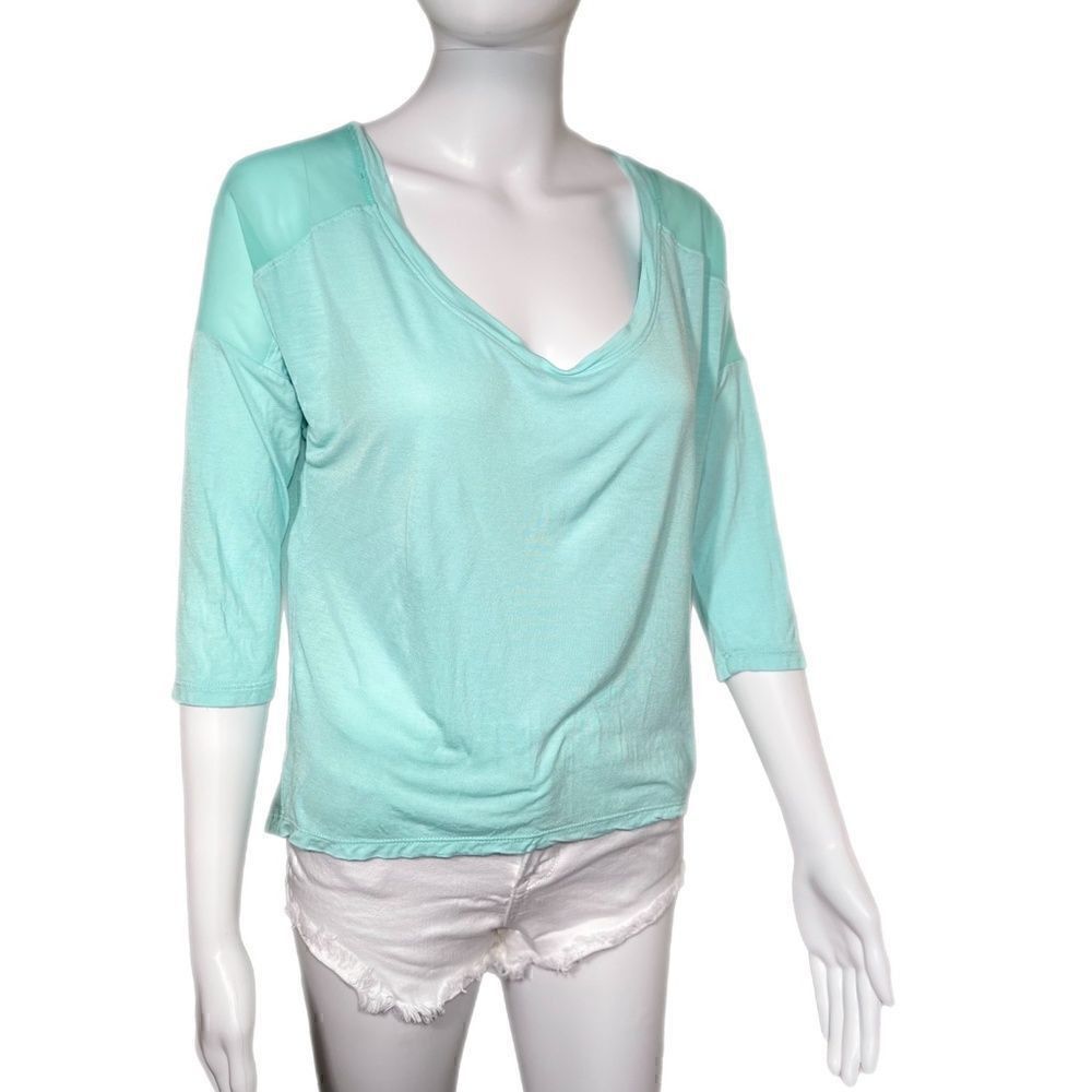 Mesh Panel Flowy Mint Top - Picture 3 of 7